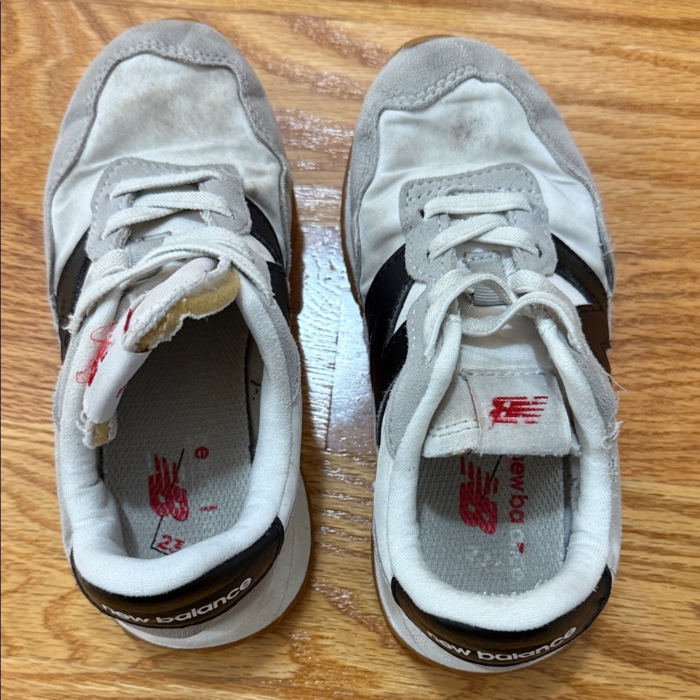New Balance Toddler White and Gray 237 Bungee Sneakers